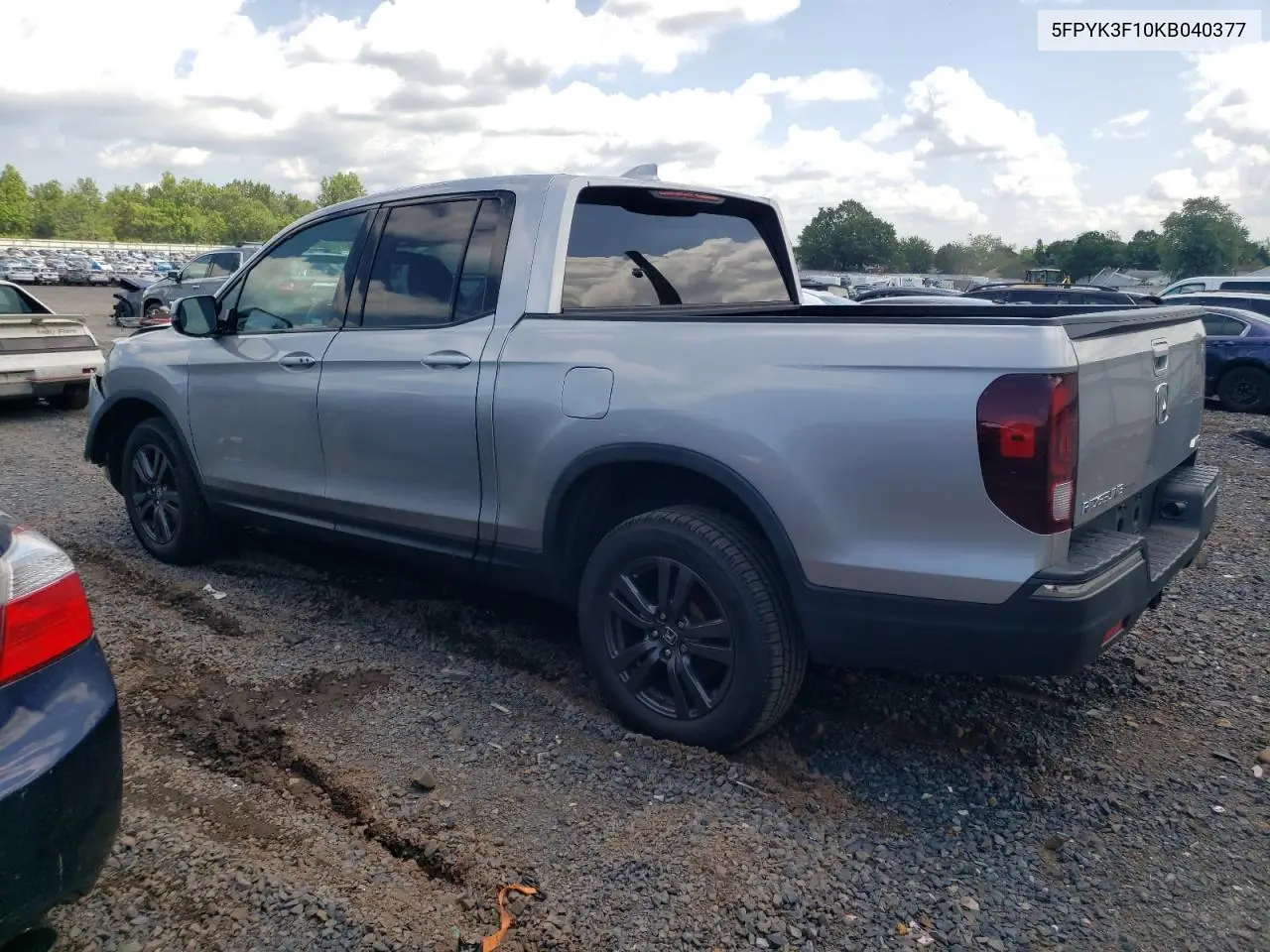 2019 Honda Ridgeline Sport VIN: 5FPYK3F10KB040377 Lot: 61388595