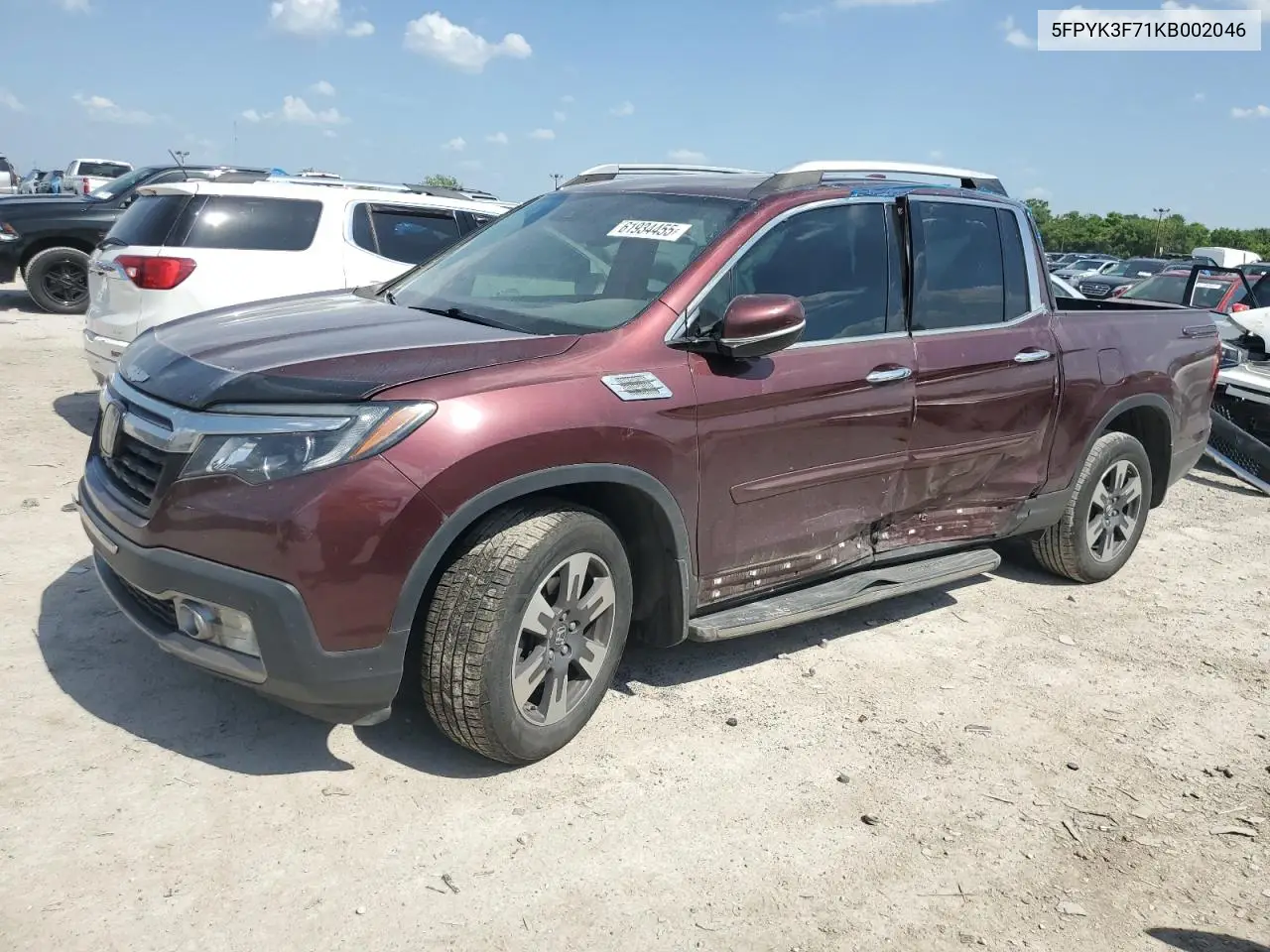 2019 Honda Ridgeline Rtl VIN: 5FPYK3F71KB002046 Lot: 61934455