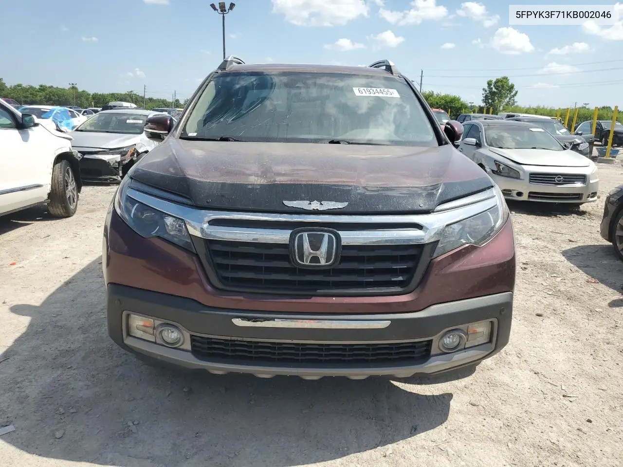 2019 Honda Ridgeline Rtl VIN: 5FPYK3F71KB002046 Lot: 61934455