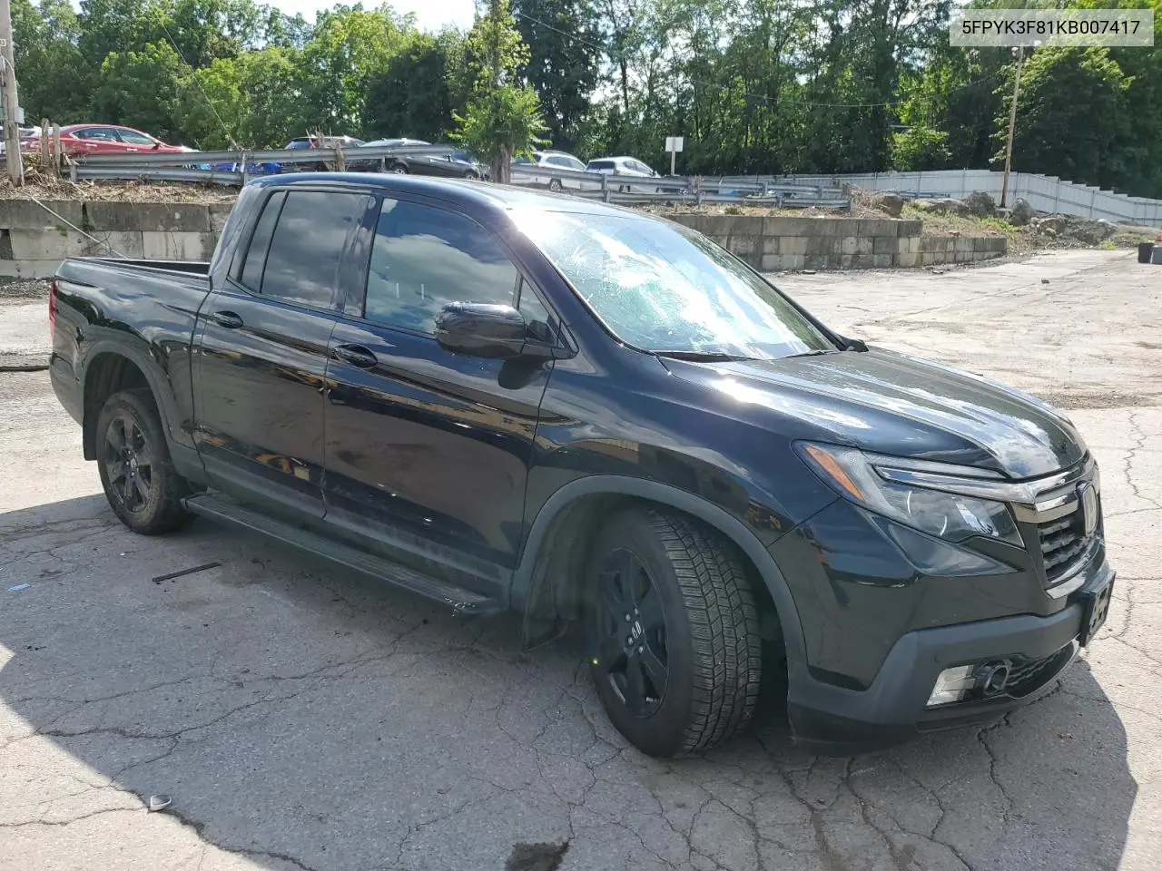 2019 Honda Ridgeline Black Edition VIN: 5FPYK3F81KB007417 Lot: 63871595