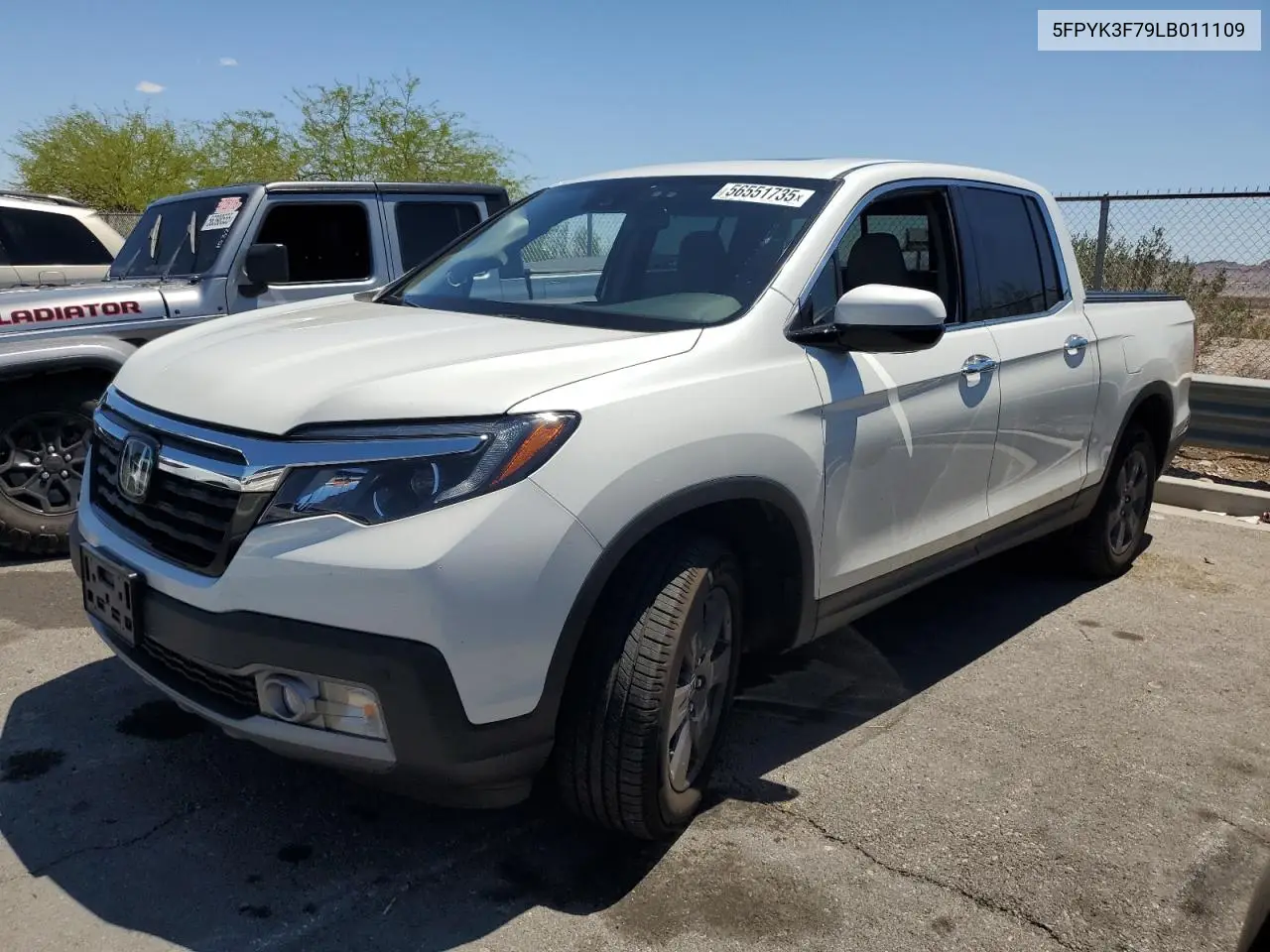 2020 Honda Ridgeline Rtl VIN: 5FPYK3F79LB011109 Lot: 56551735