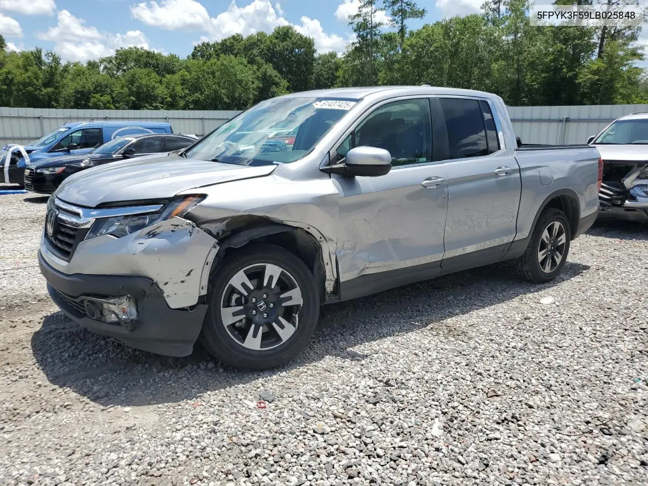 2020 Honda Ridgeline Rtl VIN: 5FPYK3F59LB025848 Lot: 61437425