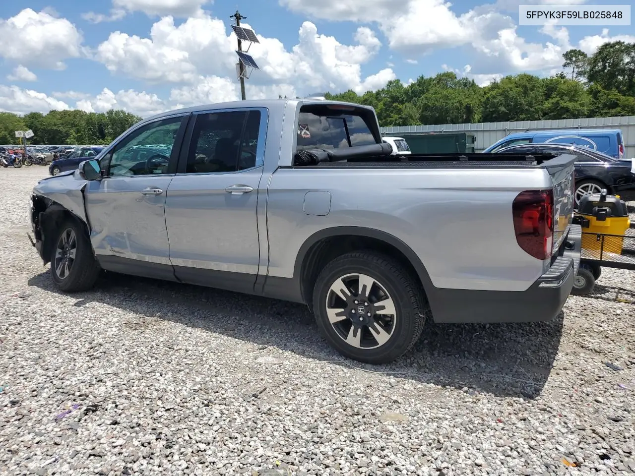 2020 Honda Ridgeline Rtl VIN: 5FPYK3F59LB025848 Lot: 61437425