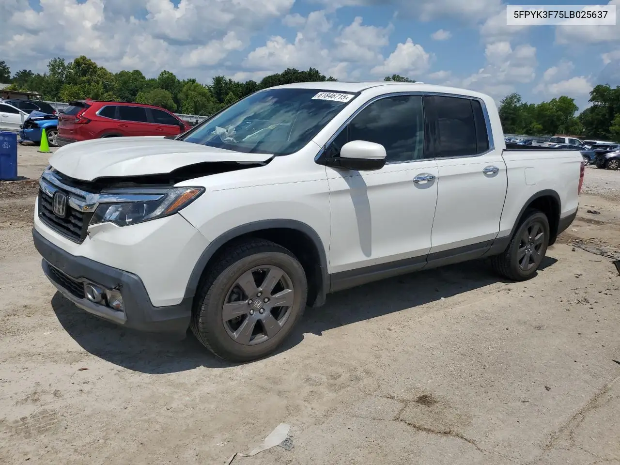2020 Honda Ridgeline Rtl VIN: 5FPYK3F75LB025637 Lot: 61846715