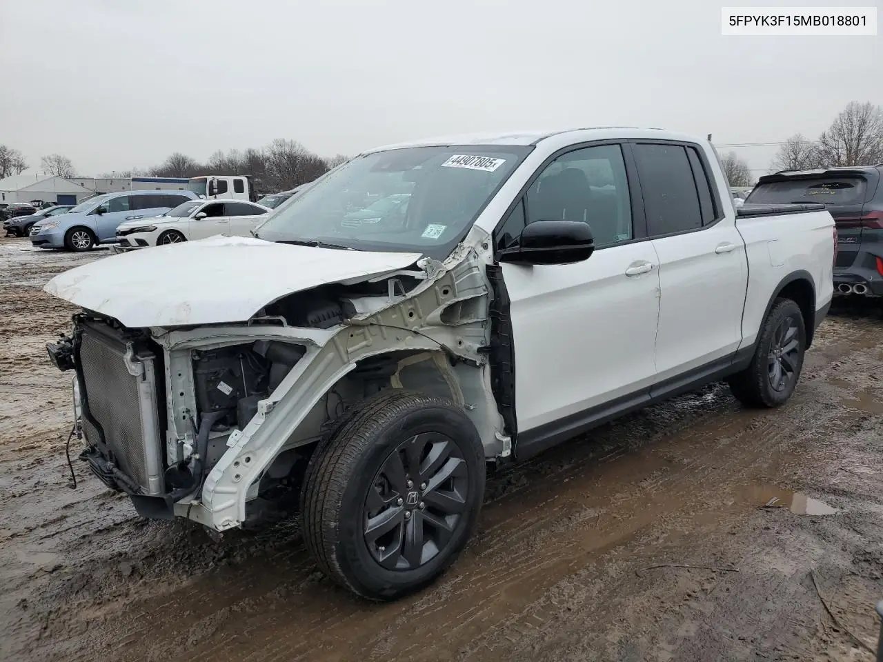 2021 Honda Ridgeline Sport VIN: 5FPYK3F15MB018801 Lot: 44907805