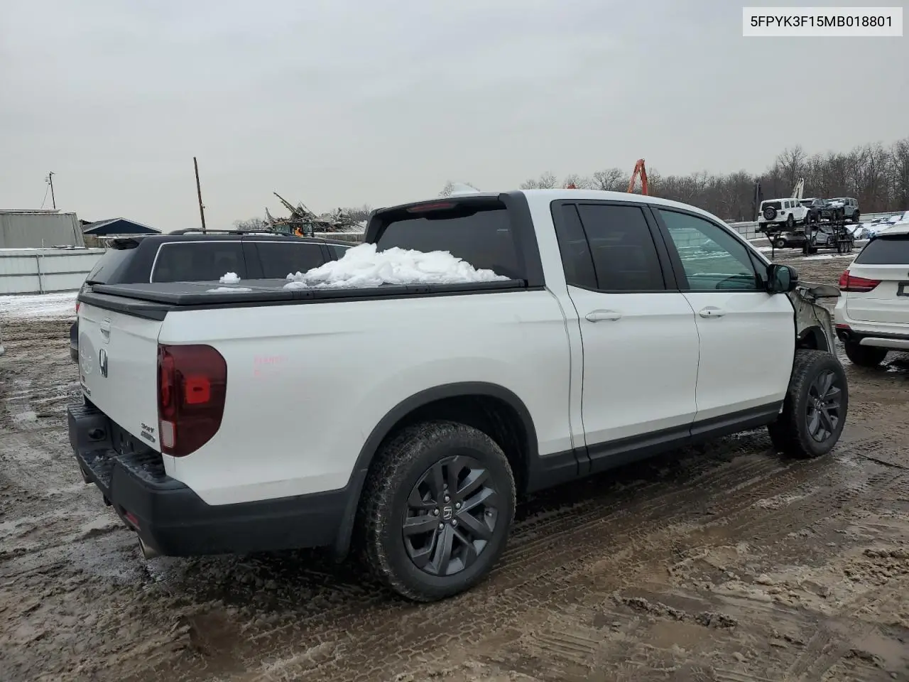 2021 Honda Ridgeline Sport VIN: 5FPYK3F15MB018801 Lot: 44907805