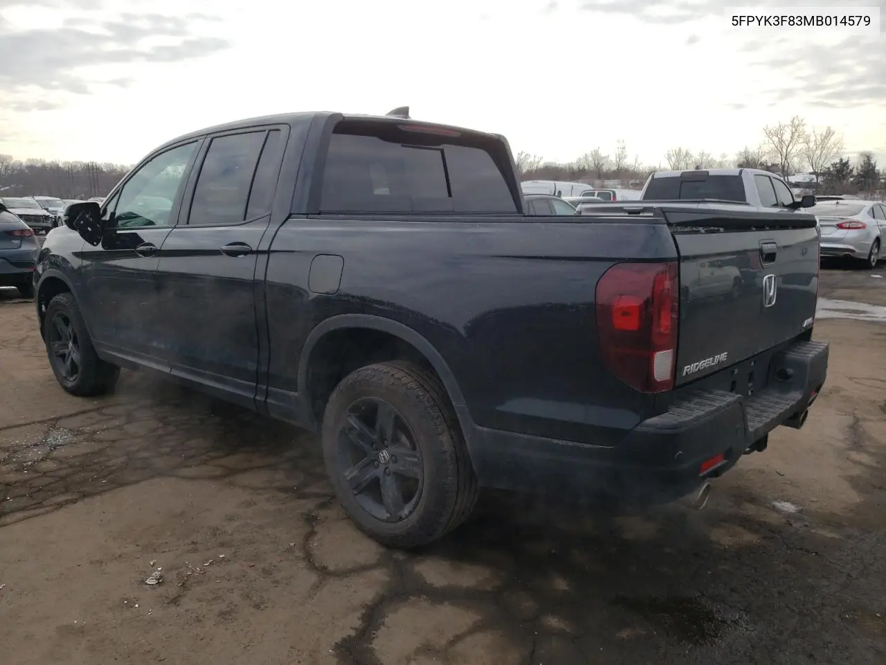2021 Honda Ridgeline Black Edition VIN: 5FPYK3F83MB014579 Lot: 46446935