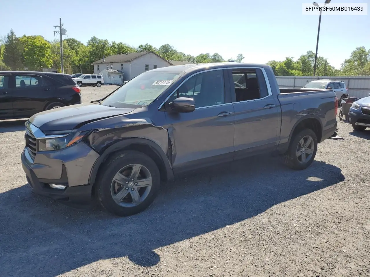 2021 Honda Ridgeline Rtl VIN: 5FPYK3F50MB016439 Lot: 56114775