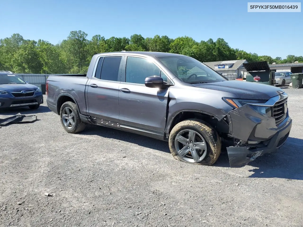 2021 Honda Ridgeline Rtl VIN: 5FPYK3F50MB016439 Lot: 56114775