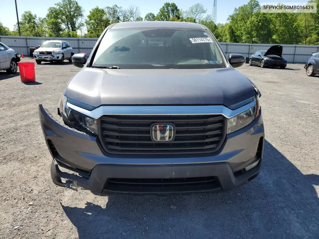 2021 Honda Ridgeline Rtl VIN: 5FPYK3F50MB016439 Lot: 56114775