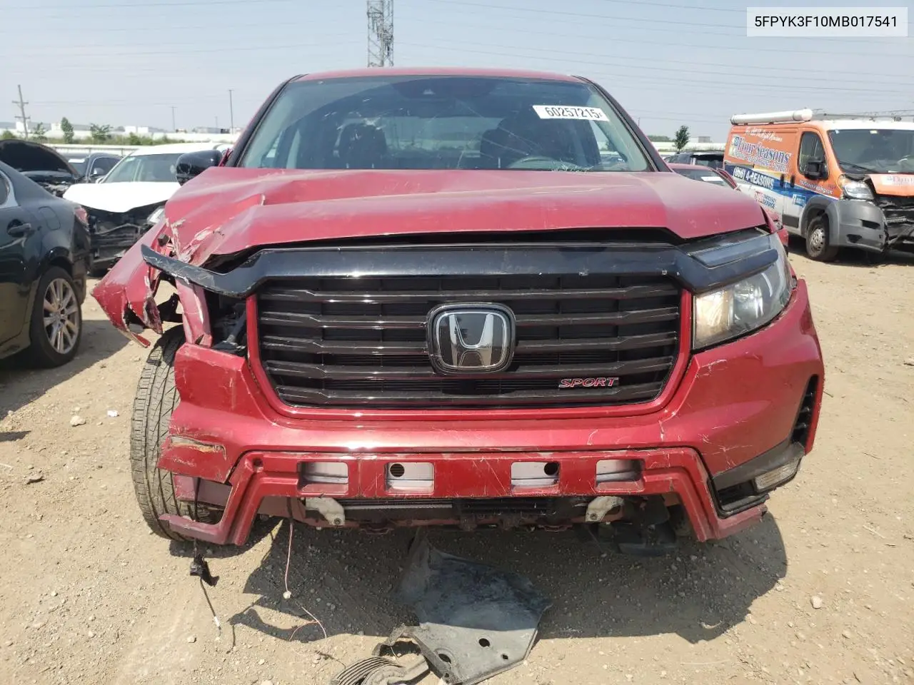 2021 Honda Ridgeline Sport VIN: 5FPYK3F10MB017541 Lot: 60257215
