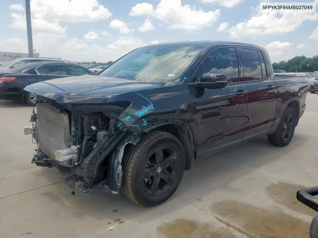 2021 Honda Ridgeline Black Edition VIN: 5FPYK3F86MB027049 Lot: 61644225