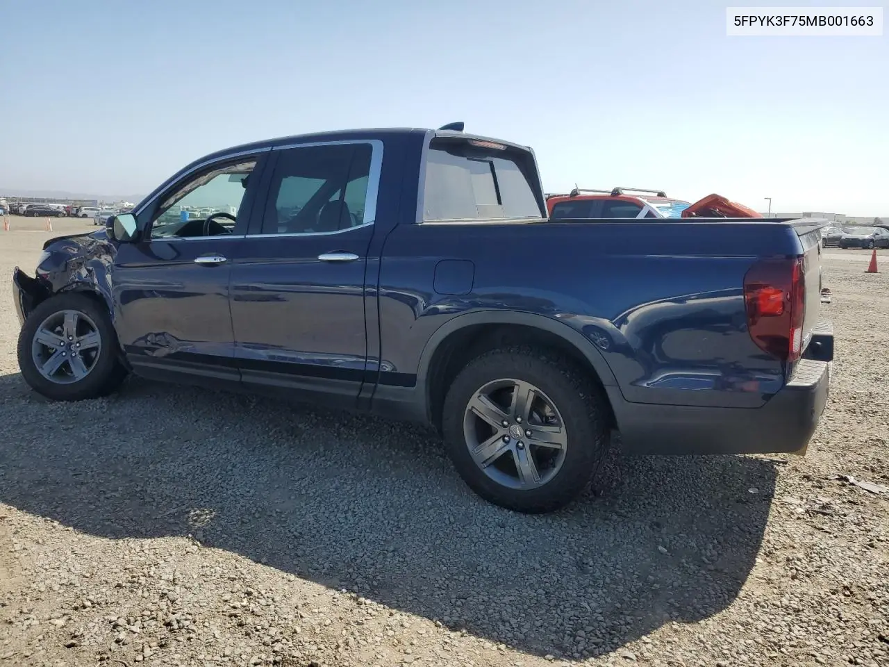 2021 Honda Ridgeline Rtl VIN: 5FPYK3F75MB001663 Lot: 61952705