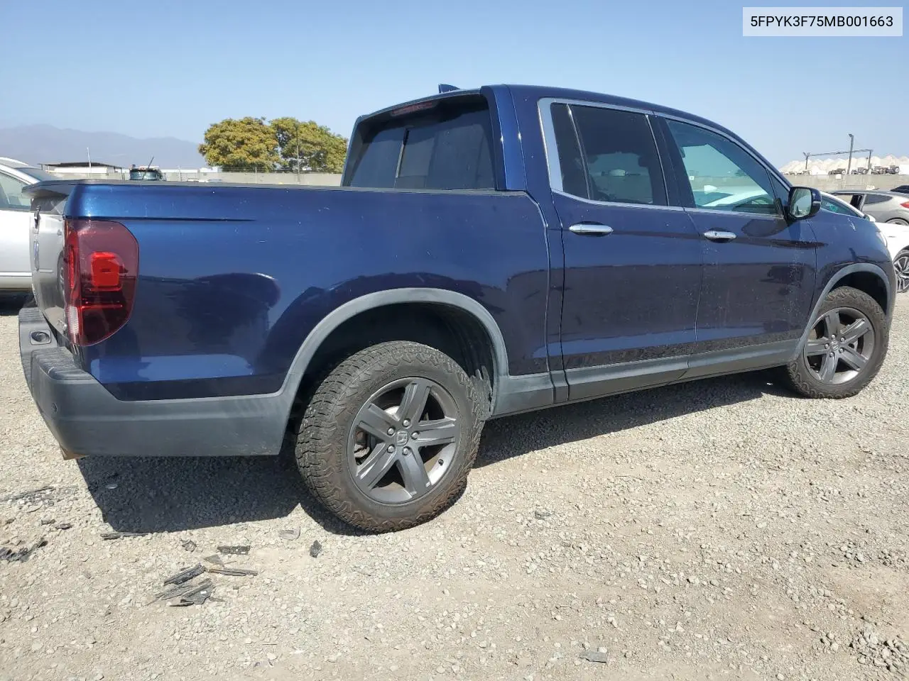 2021 Honda Ridgeline Rtl VIN: 5FPYK3F75MB001663 Lot: 61952705