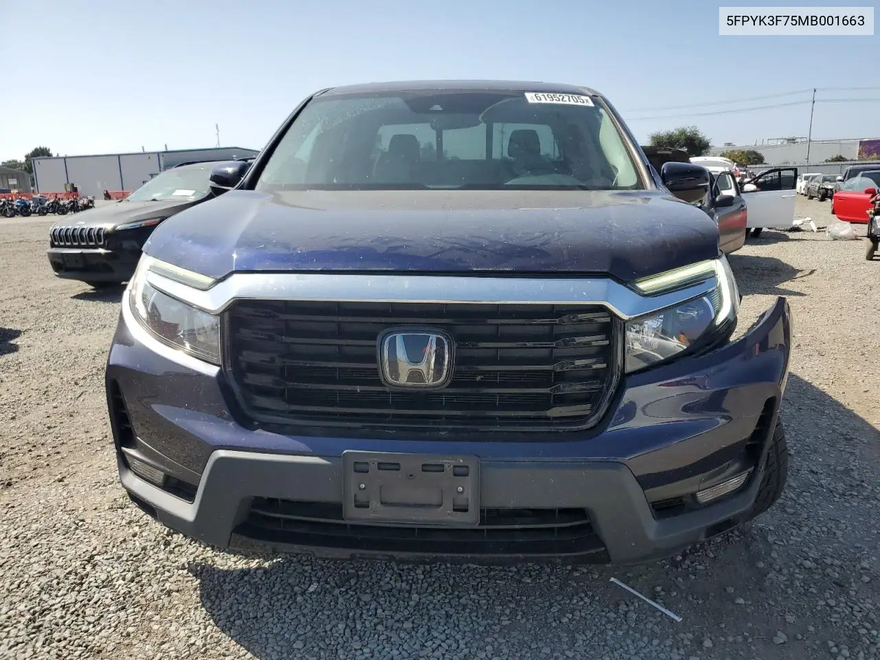 2021 Honda Ridgeline Rtl VIN: 5FPYK3F75MB001663 Lot: 61952705