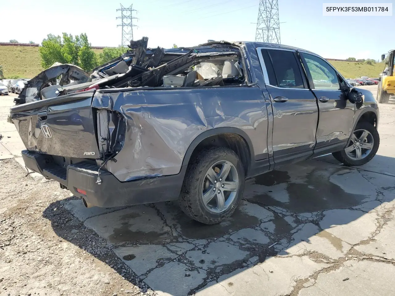 2021 Honda Ridgeline Rtl VIN: 5FPYK3F53MB011784 Lot: 62319235