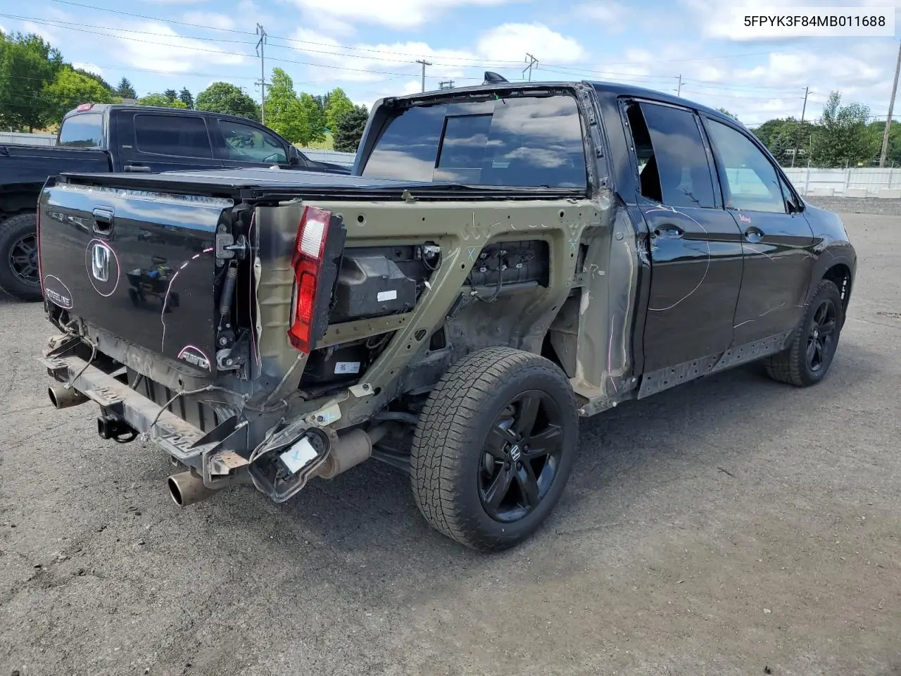 2021 Honda Ridgeline Black Edition VIN: 5FPYK3F84MB011688 Lot: 63341565