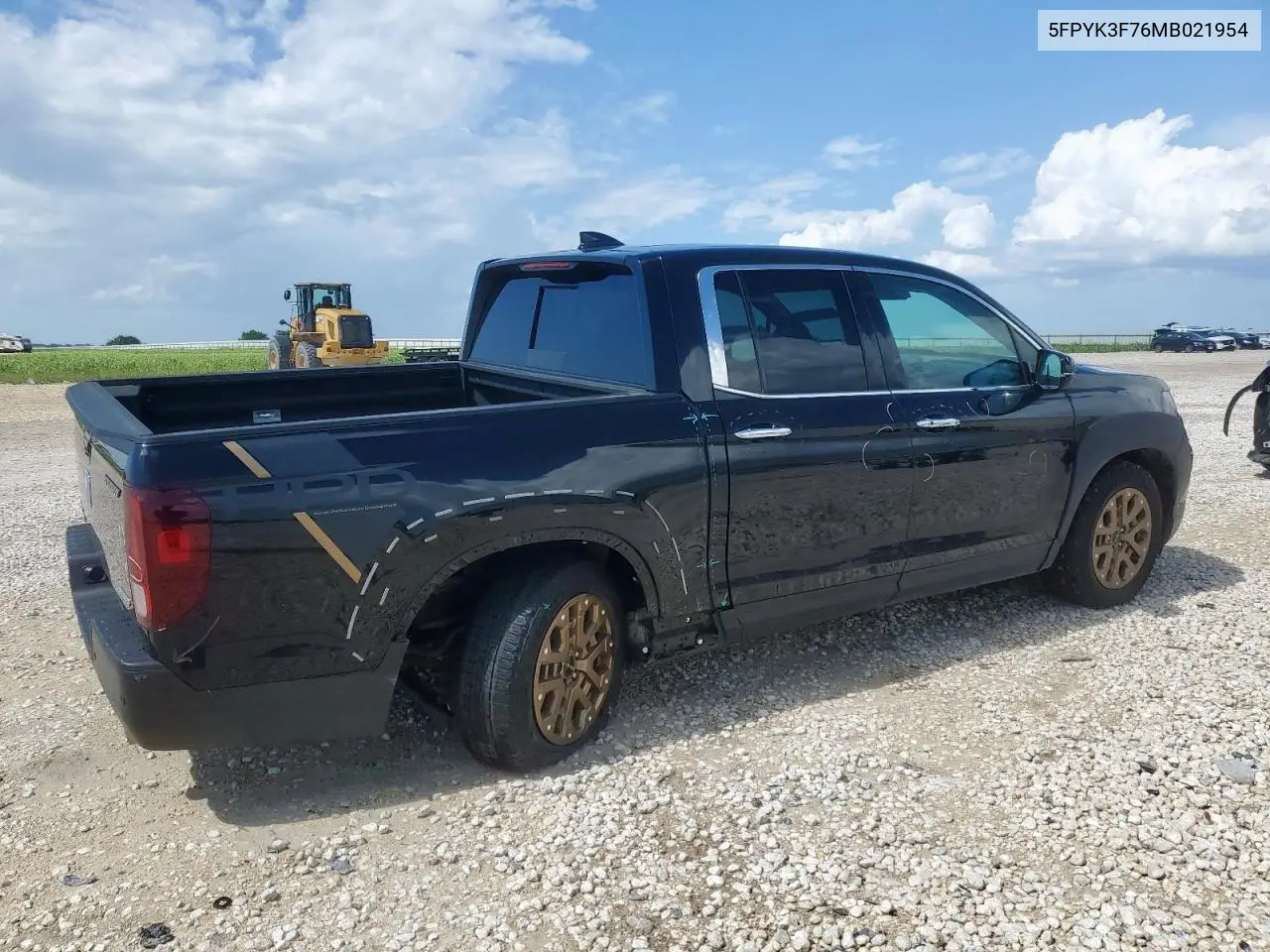 2021 Honda Ridgeline Rtl VIN: 5FPYK3F76MB021954 Lot: 64242945