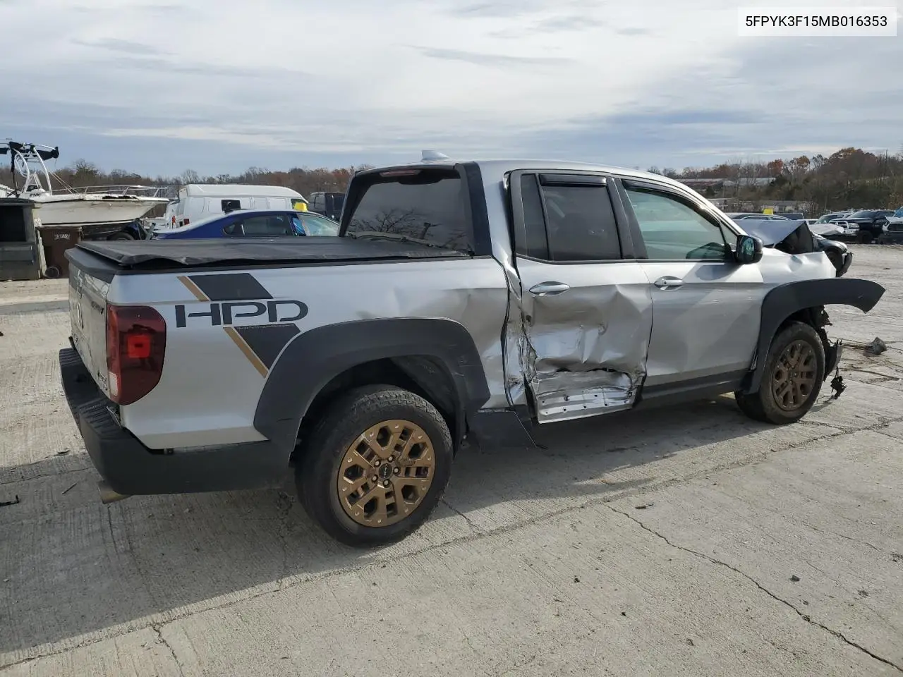 2021 Honda Ridgeline Sport VIN: 5FPYK3F15MB016353 Lot: 82310044