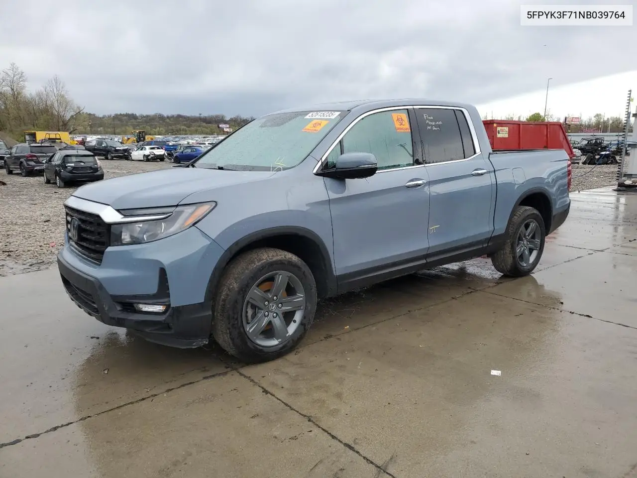 2022 Honda Ridgeline Rtl VIN: 5FPYK3F71NB039764 Lot: 52615235