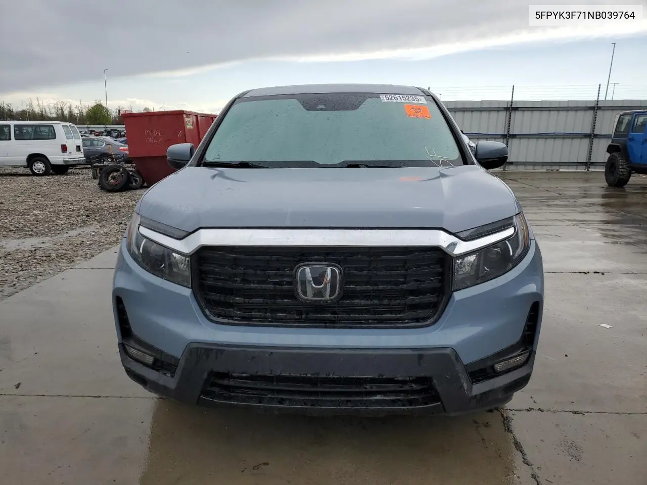 2022 Honda Ridgeline Rtl VIN: 5FPYK3F71NB039764 Lot: 52615235
