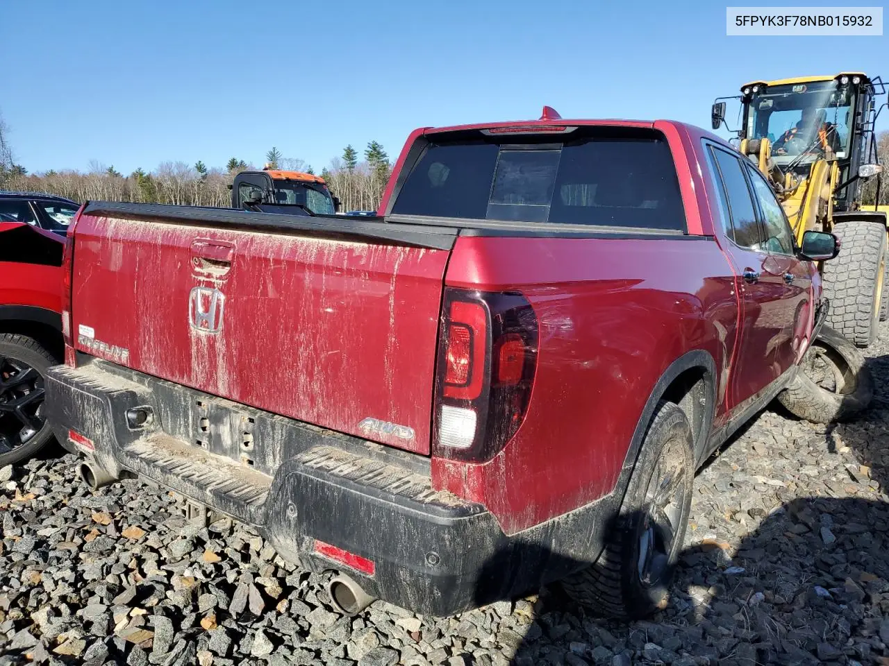 2022 Honda Ridgeline Rtl VIN: 5FPYK3F78NB015932 Lot: 53505315