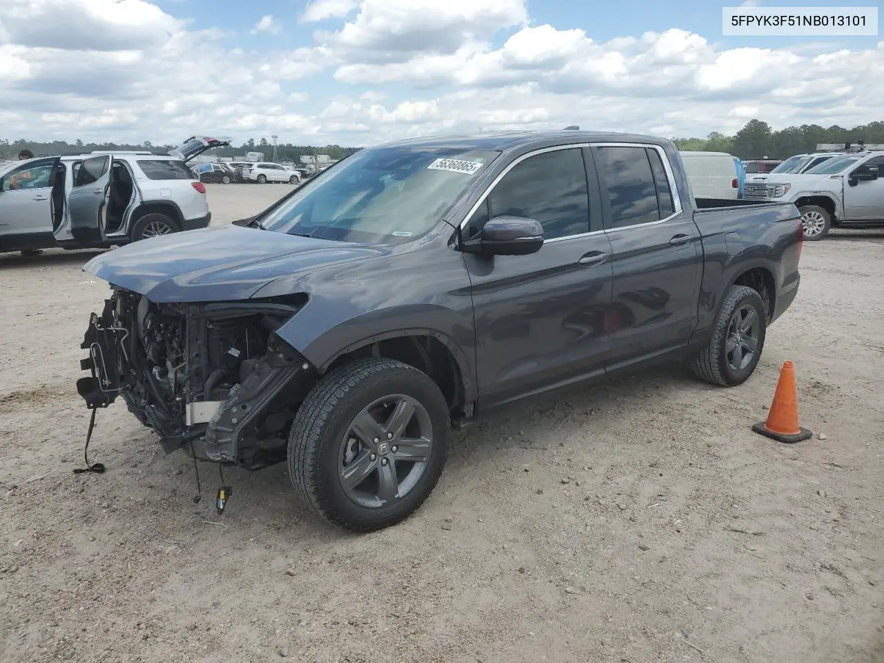 2022 Honda Ridgeline Rtl VIN: 5FPYK3F51NB013101 Lot: 56360865
