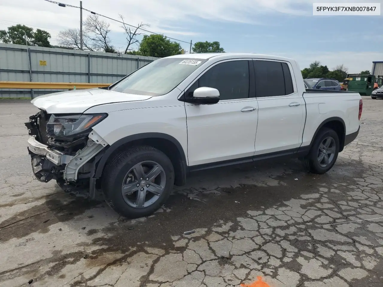 2022 Honda Ridgeline Rtl VIN: 5FPYK3F7XNB007847 Lot: 60235155