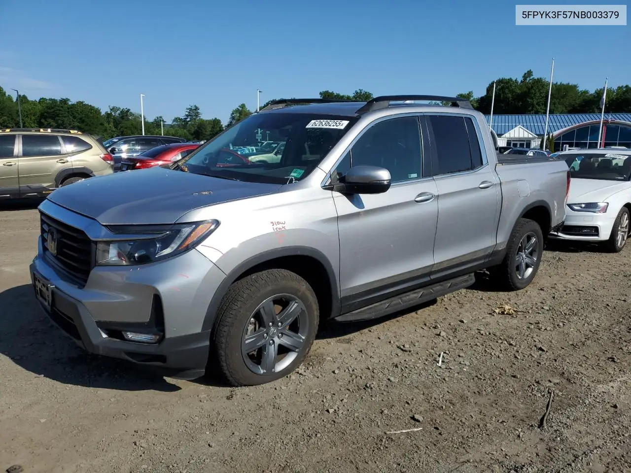 2022 Honda Ridgeline Rtl VIN: 5FPYK3F57NB003379 Lot: 62636255