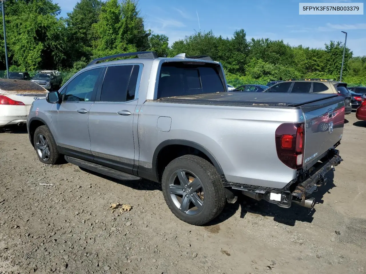2022 Honda Ridgeline Rtl VIN: 5FPYK3F57NB003379 Lot: 62636255