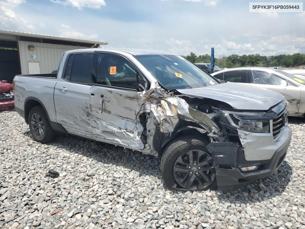 2023 Honda Ridgeline Sport VIN: 5FPYK3F16PB059443 Lot: 62287345