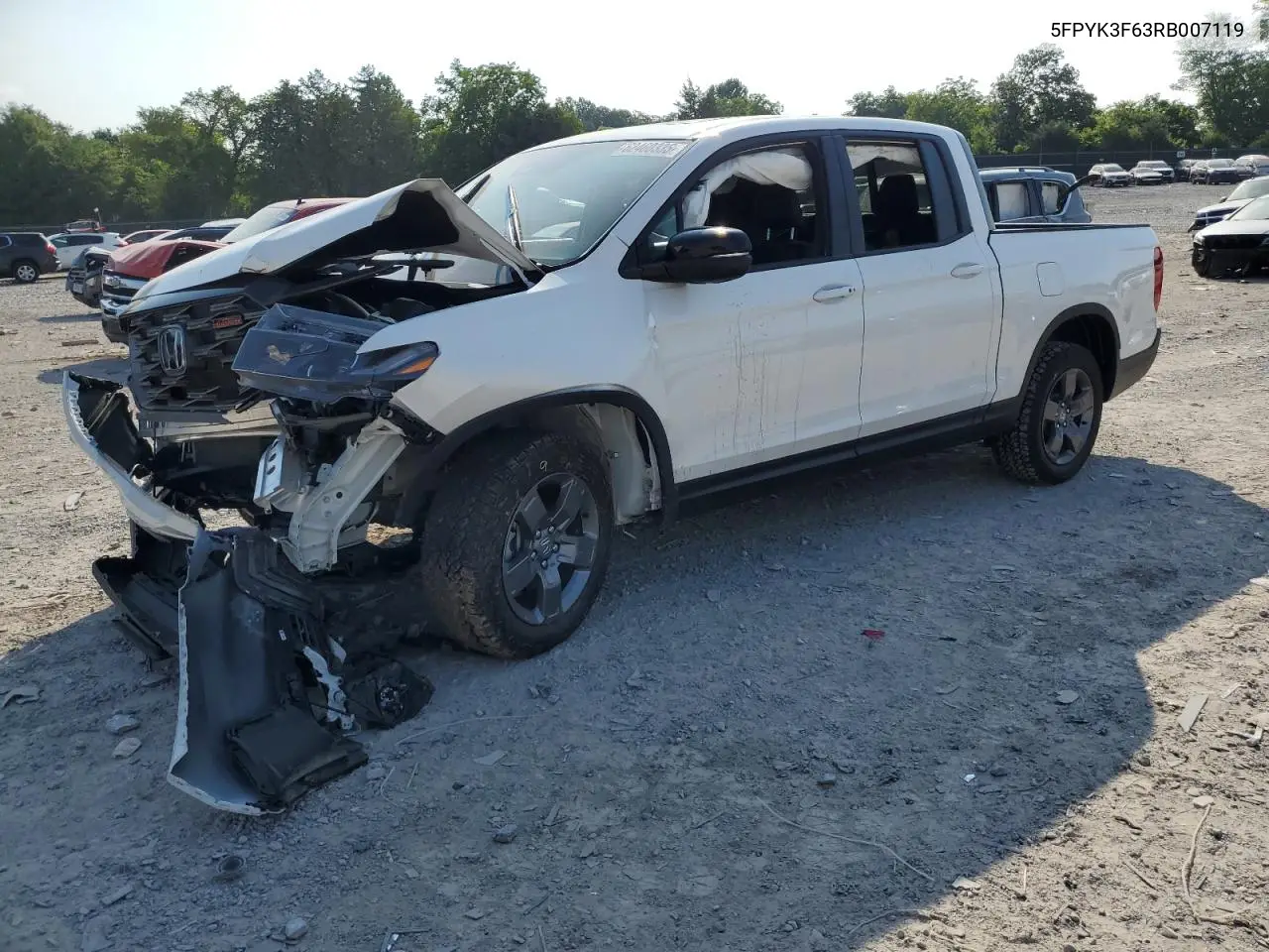 2024 Honda Ridgeline Trail Sport VIN: 5FPYK3F63RB007119 Lot: 62460335
