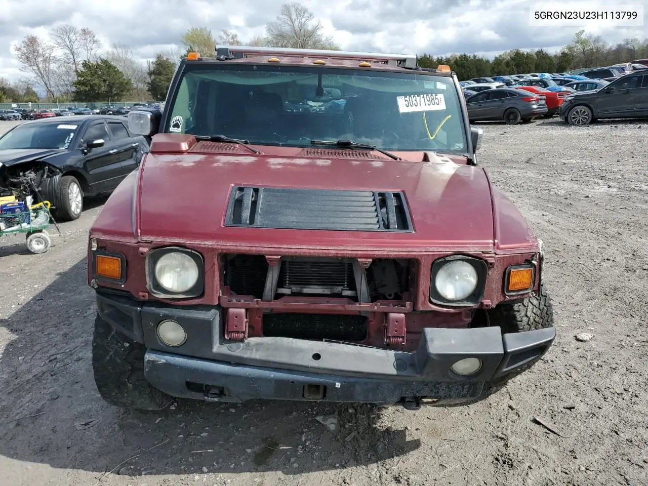 2003 Hummer H2 VIN: 5GRGN23U23H113799 Lot: 50371985