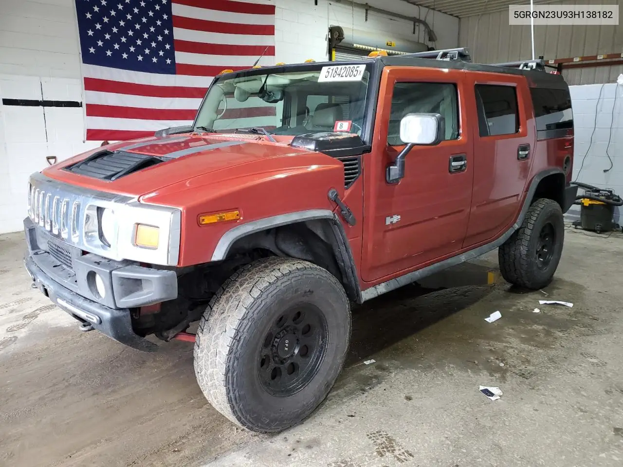 2003 Hummer H2 VIN: 5GRGN23U93H138182 Lot: 51842085