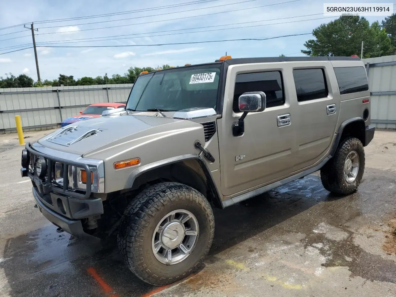 2003 Hummer H2 VIN: 5GRGN23U63H119914 Lot: 60433175