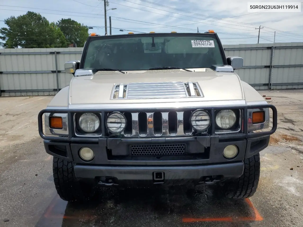 2003 Hummer H2 VIN: 5GRGN23U63H119914 Lot: 60433175