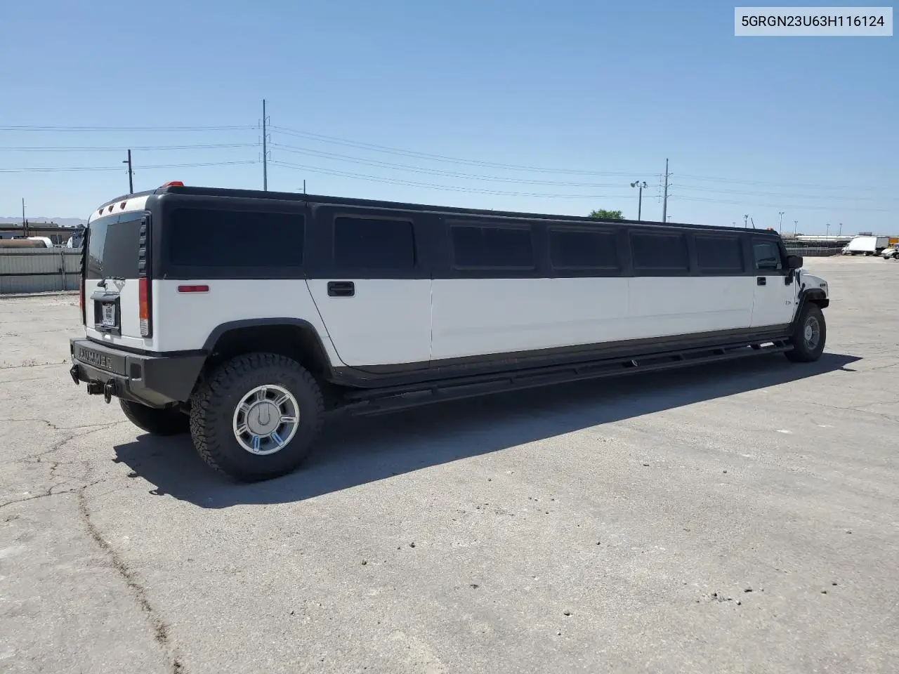 2003 Hummer H2 VIN: 5GRGN23U63H116124 Lot: 60490625