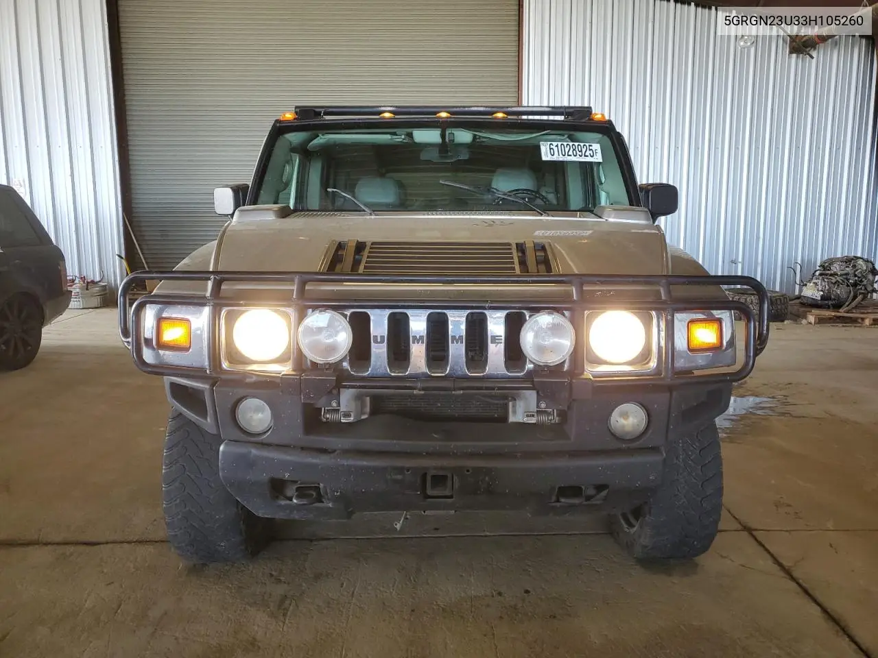 2003 Hummer H2 VIN: 5GRGN23U33H105260 Lot: 61028925