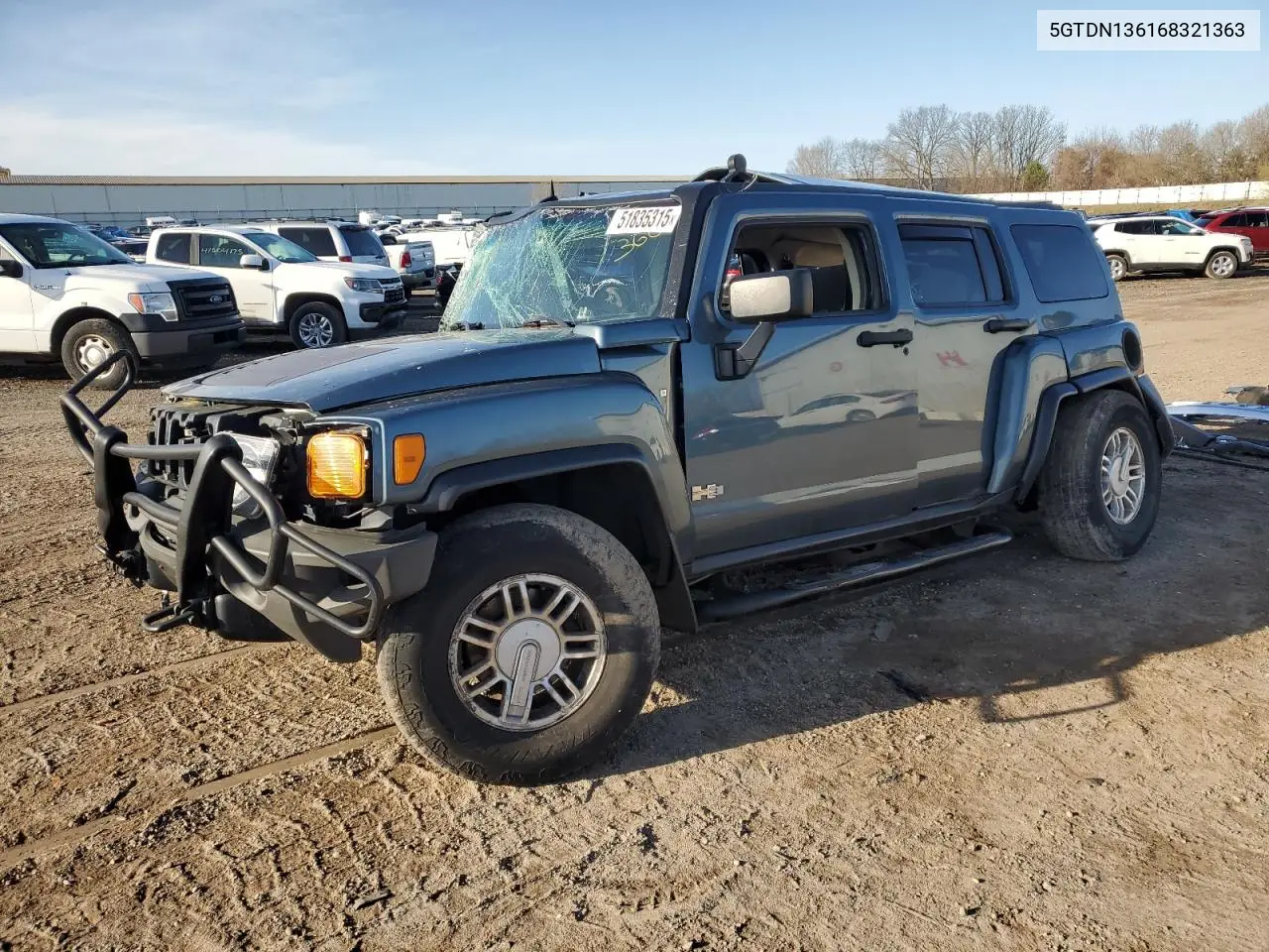 2006 Hummer H3 VIN: 5GTDN136168321363 Lot: 51835315