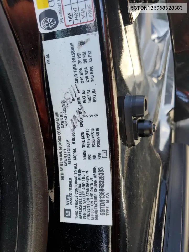2006 Hummer H3 VIN: 5GTDN136968328383 Lot: 63442395