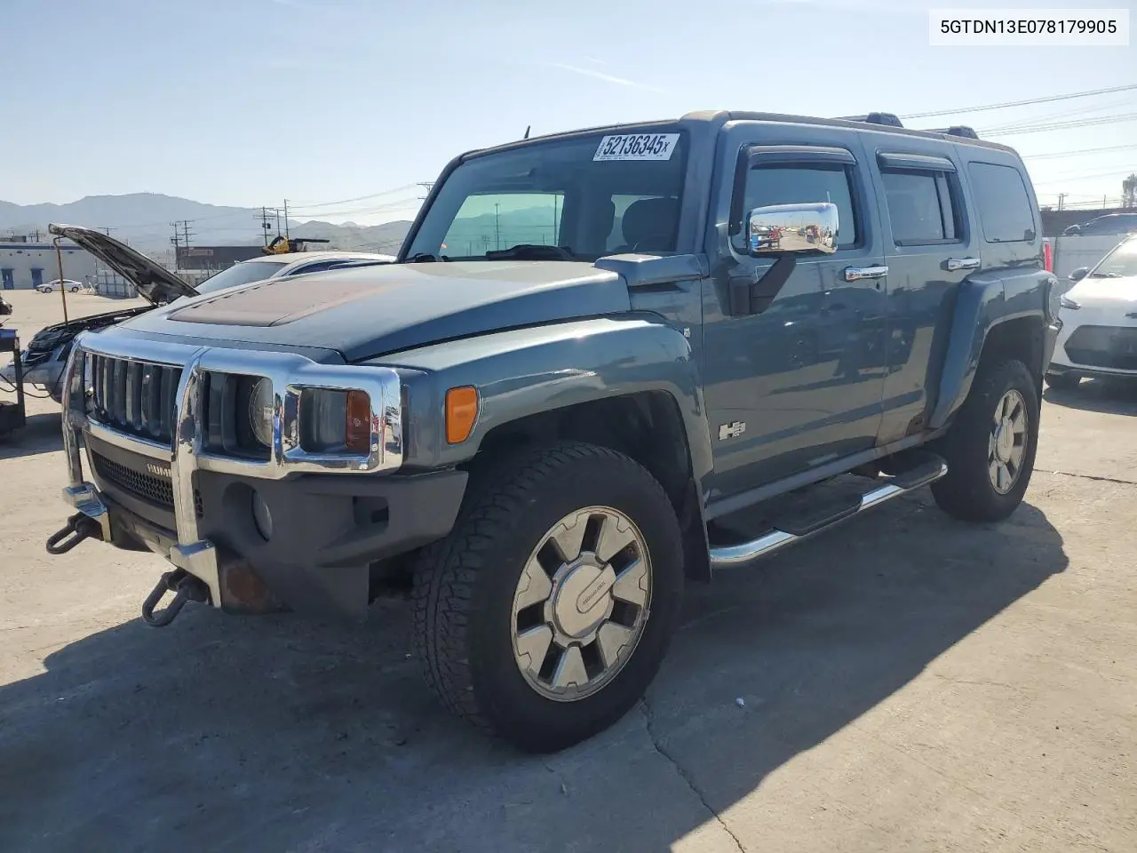 2007 Hummer H3 VIN: 5GTDN13E078179905 Lot: 52136345
