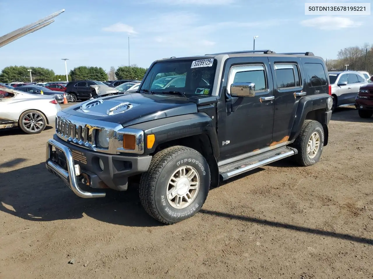2007 Hummer H3 VIN: 5GTDN13E678195221 Lot: 53289125