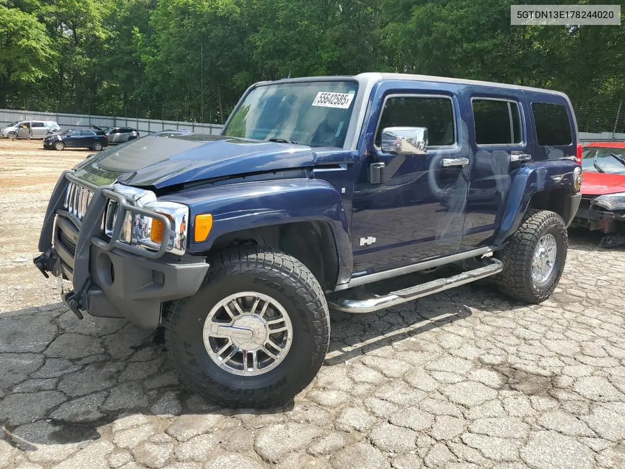 2007 Hummer H3 VIN: 5GTDN13E178244020 Lot: 55642585