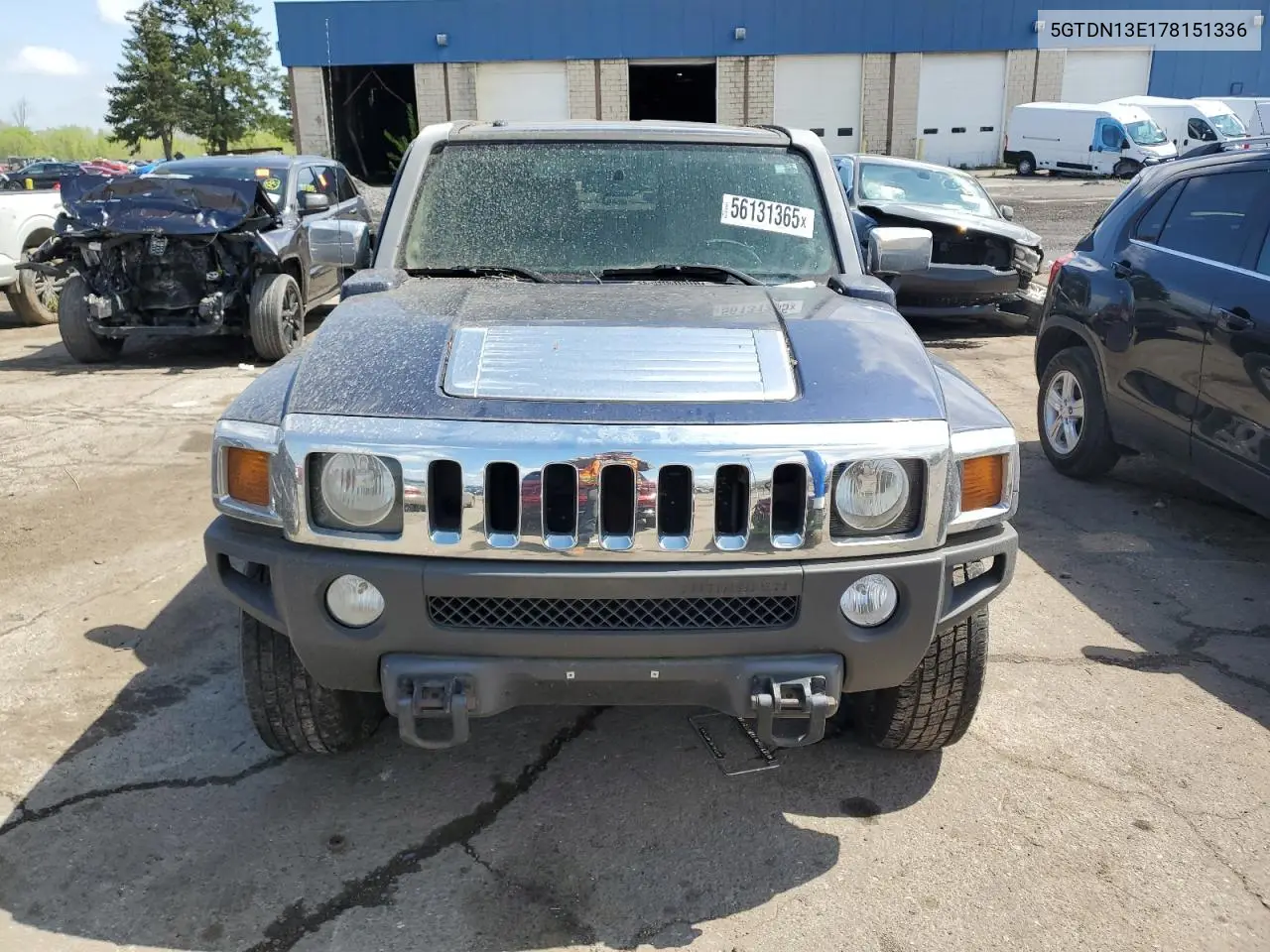 2007 Hummer H3 VIN: 5GTDN13E178151336 Lot: 56131365