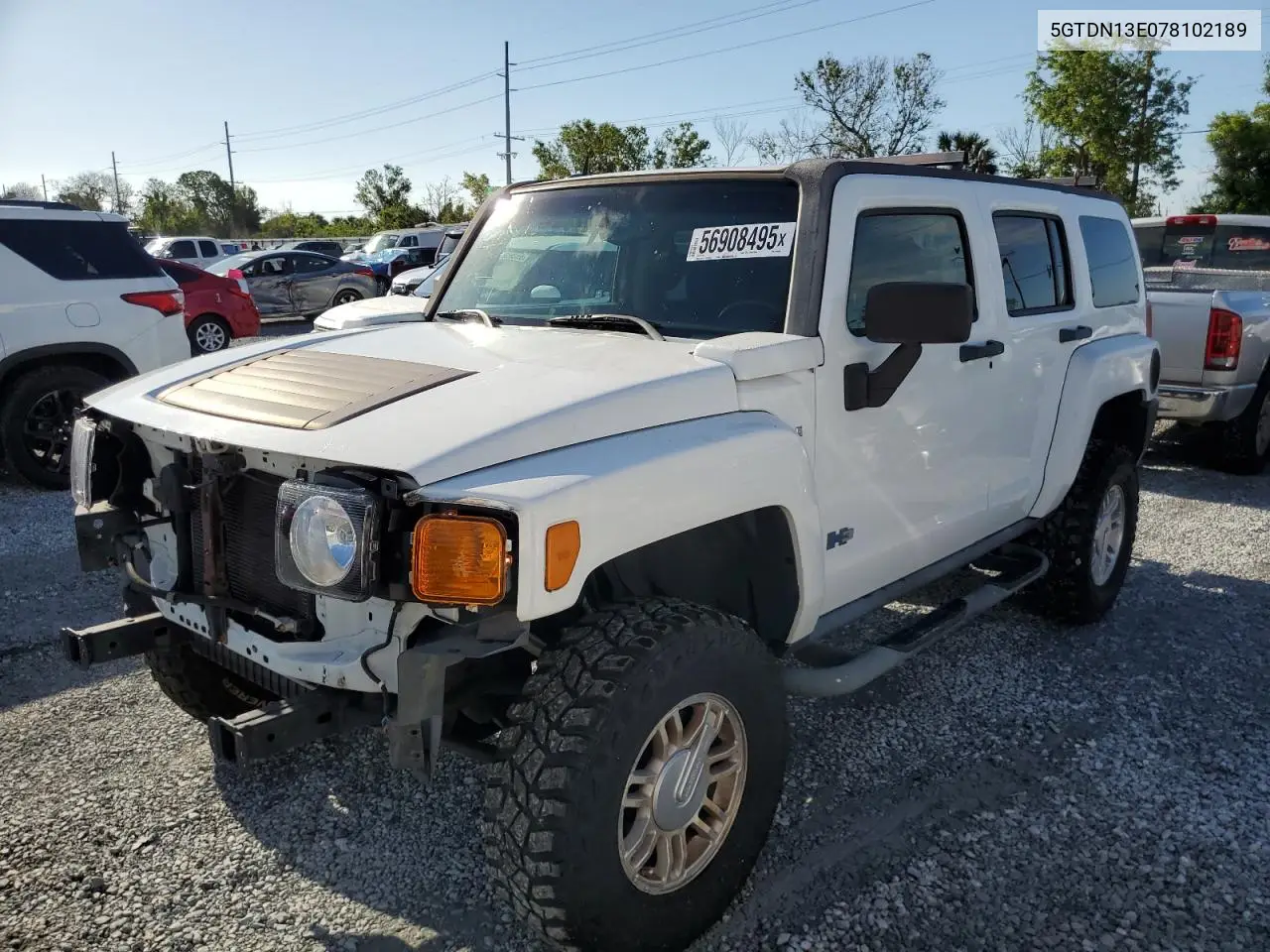 2007 Hummer H3 VIN: 5GTDN13E078102189 Lot: 56908495
