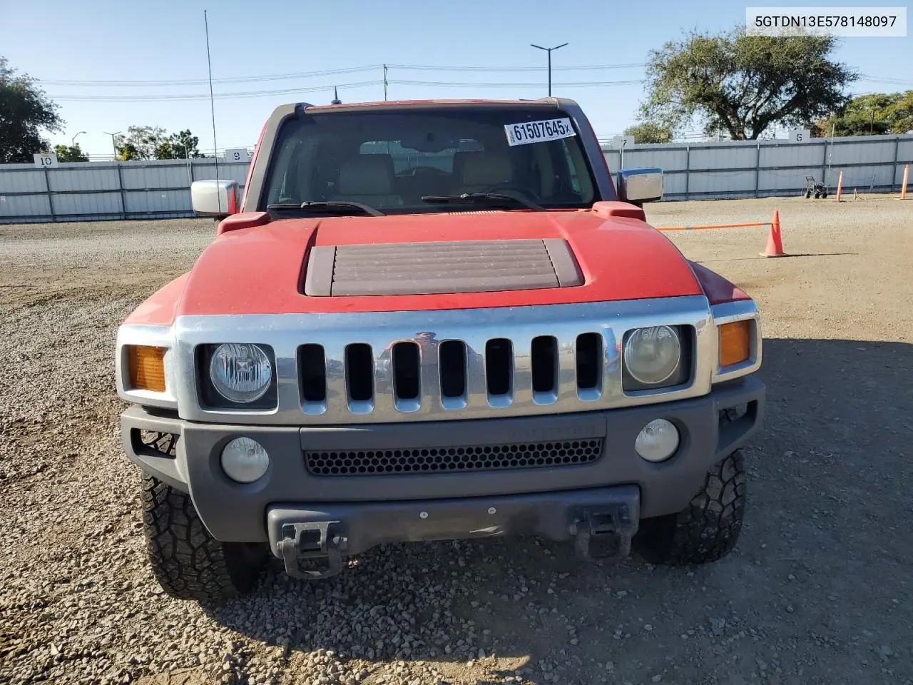 2007 Hummer H3 VIN: 5GTDN13E578148097 Lot: 61507645