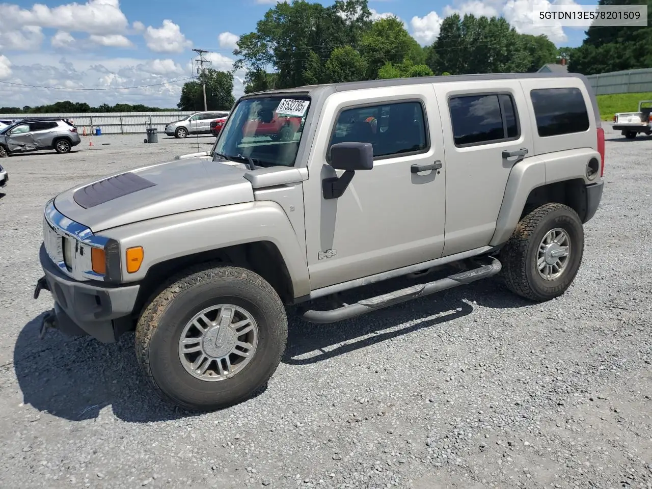 2007 Hummer H3 VIN: 5GTDN13E578201509 Lot: 61532785