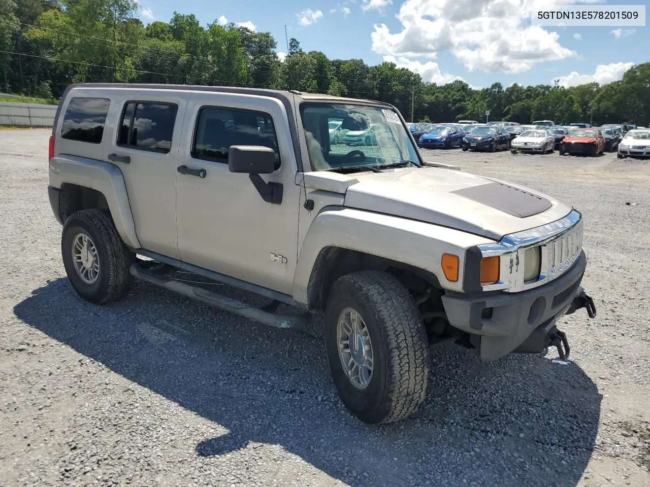 2007 Hummer H3 VIN: 5GTDN13E578201509 Lot: 61532785