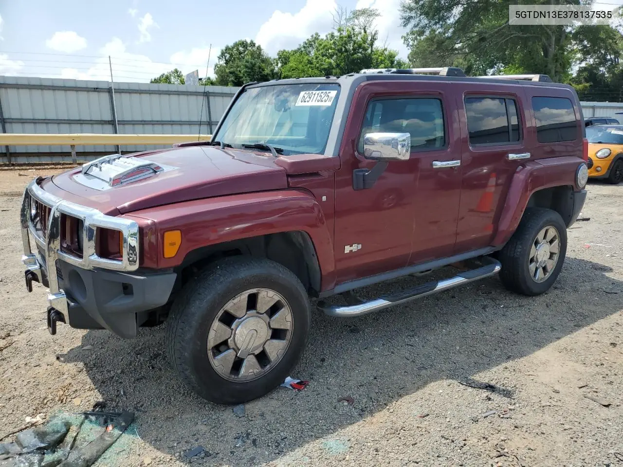 2007 Hummer H3 VIN: 5GTDN13E378137535 Lot: 62911525