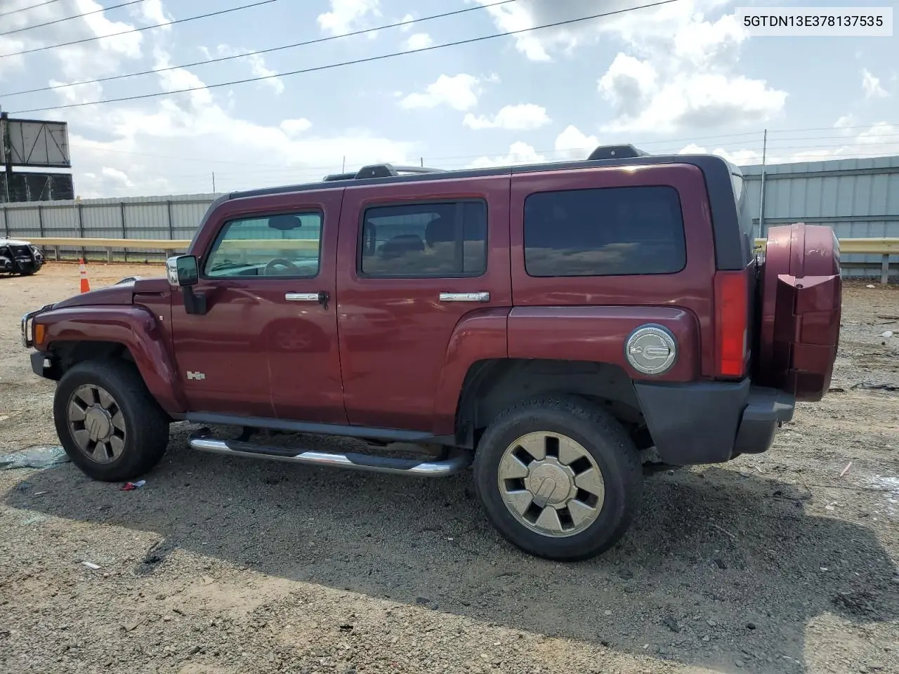 2007 Hummer H3 VIN: 5GTDN13E378137535 Lot: 62911525